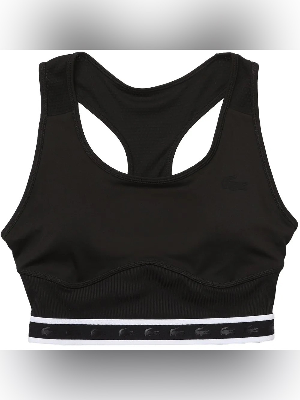 Lacoste Black Racerback Sports Crop Bra with Branded Underband